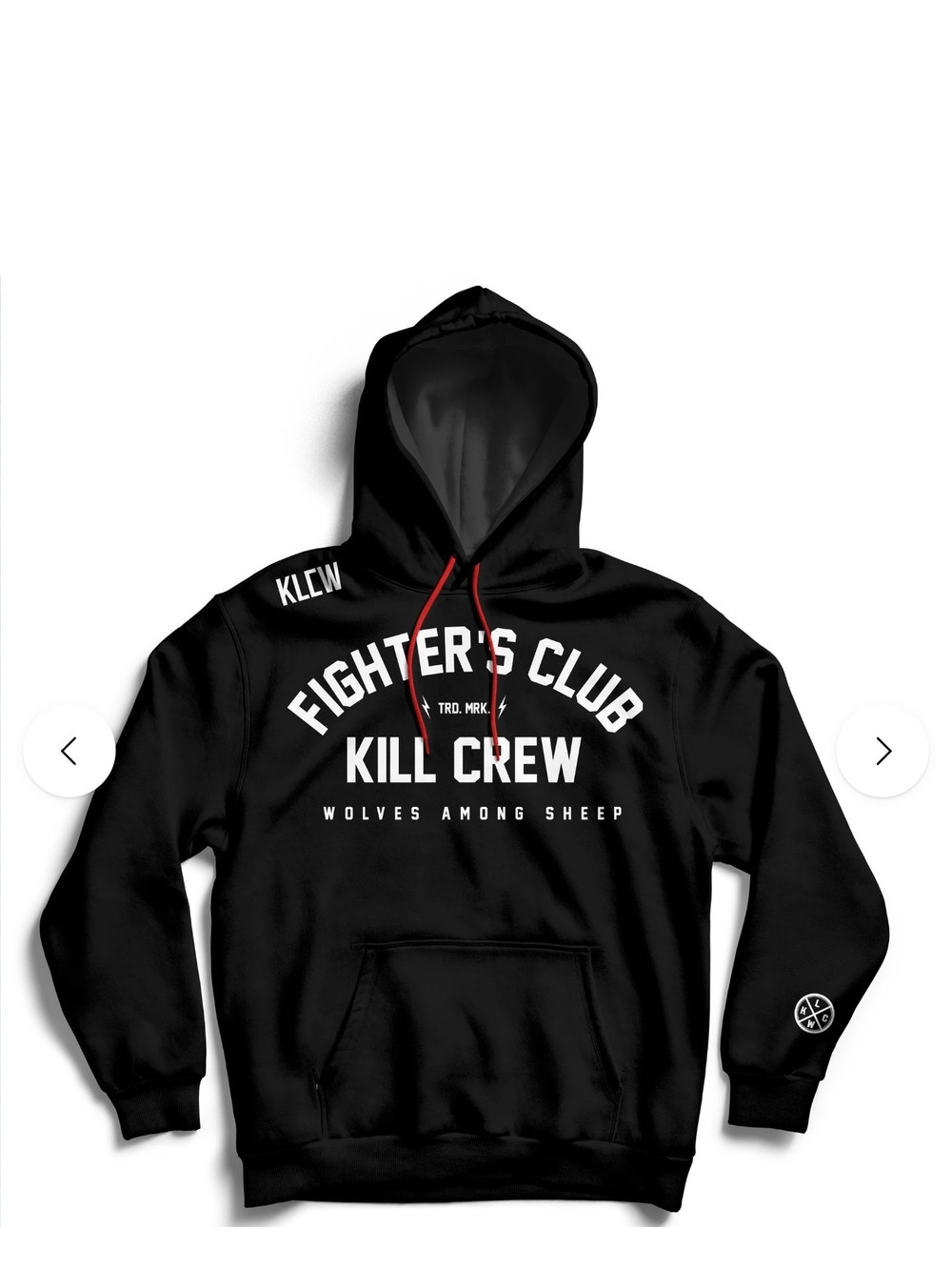 Large Kill Crew Black Hoodie with Red Drawstrings and White Chest Print